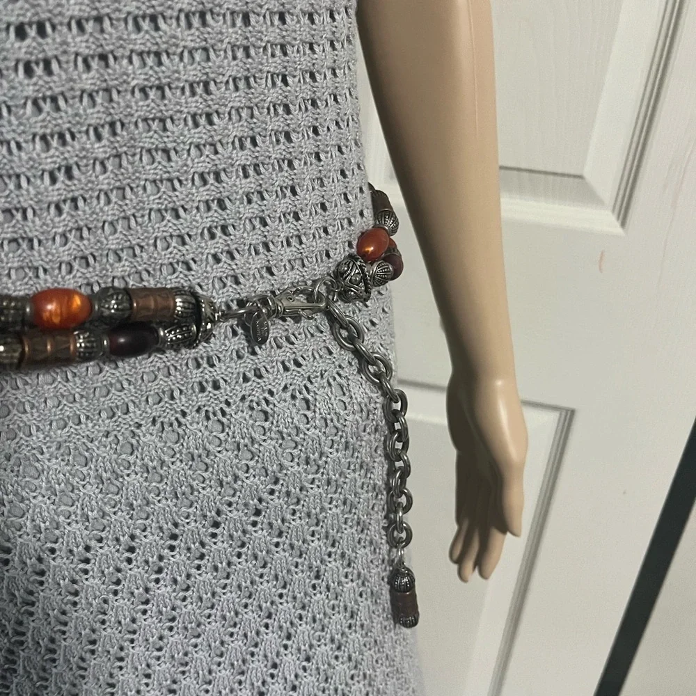 Brown and Silver Beaded Vintage EXP Double Chain Belt Korea 90’s